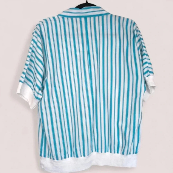 Vintage Blair Blue & White Striped Collared Top - Picture 4 of 6